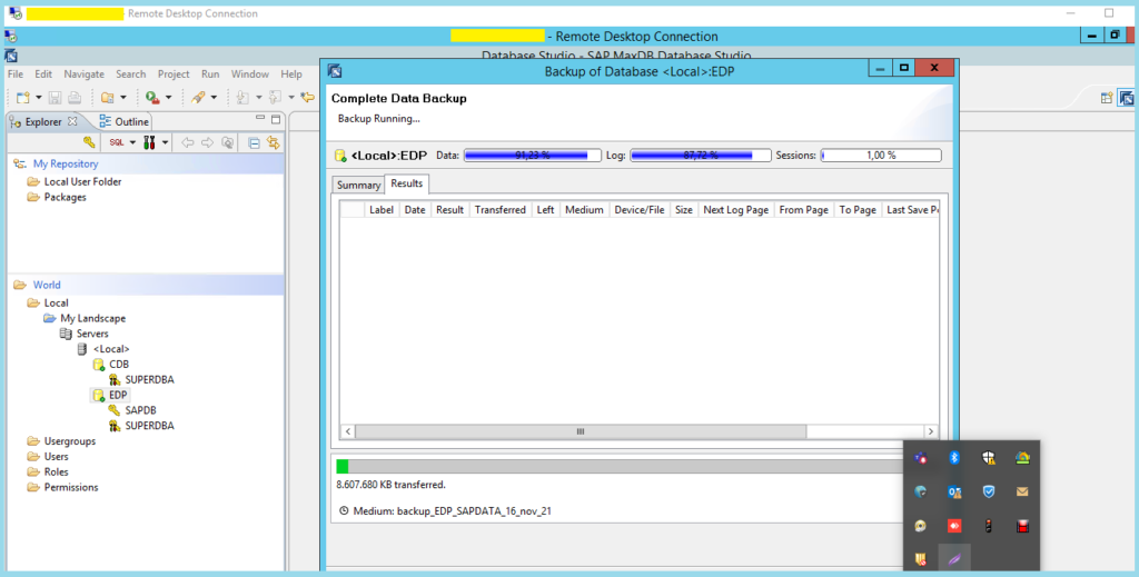 How to generate MAX DB Files Level Backup ESDS