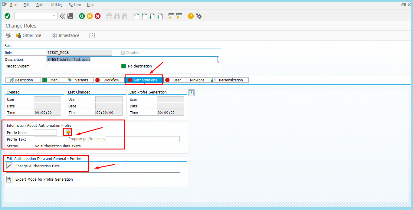 create a role in SAP system 5