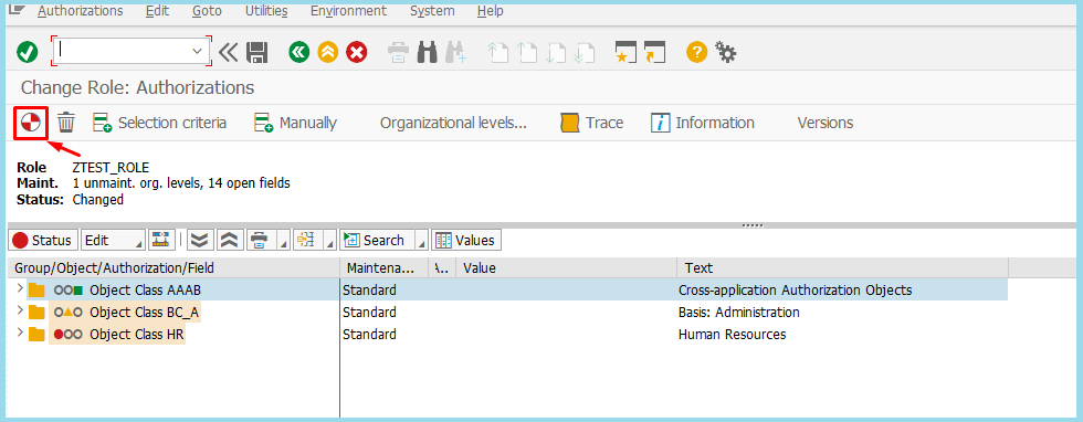 create a role in SAP system 8
